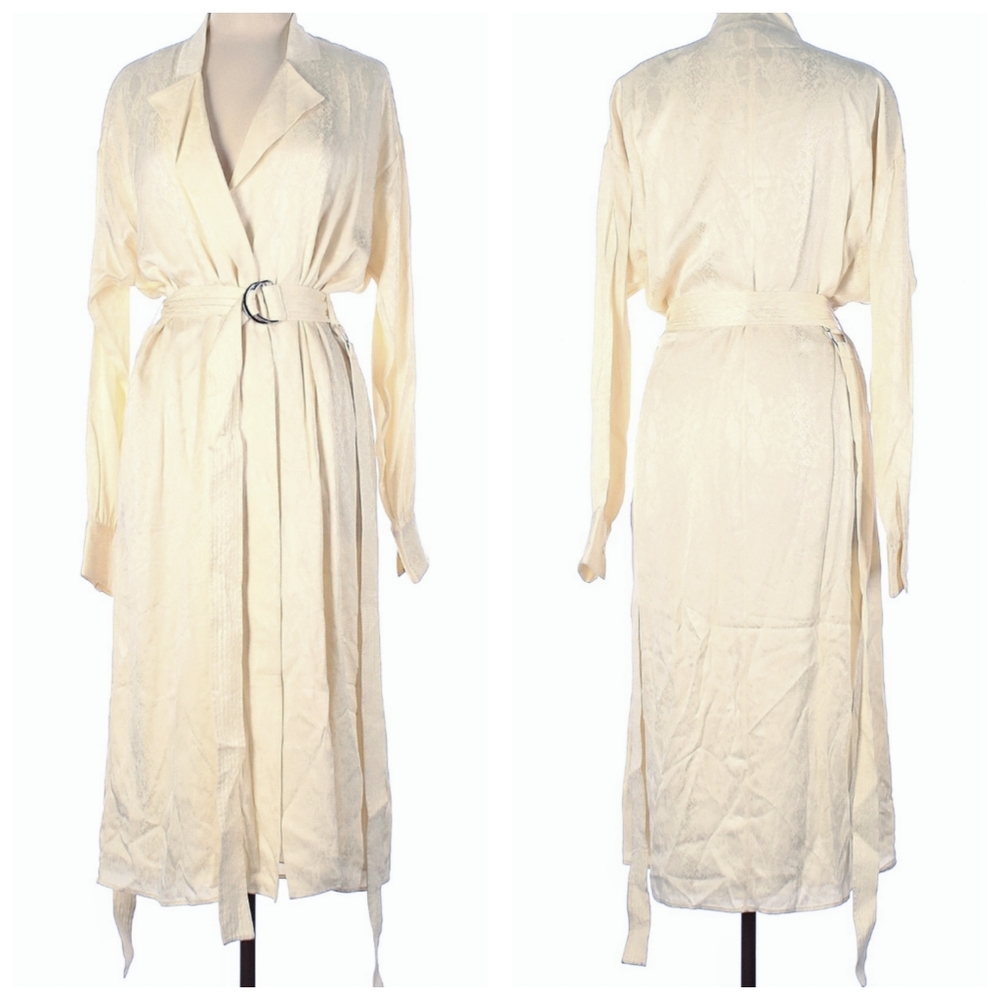 Sally Lapointe Snake Belted Trench Dress Lightweight Jacket - Picture 4 of 11